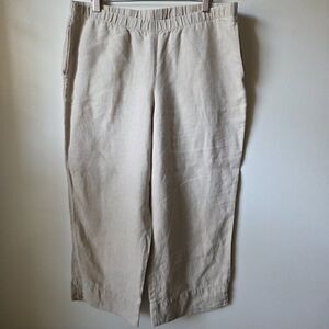 EUC J JILL OATMEAL LOVE LINEN CROPPED WIDE LEG PANTS MINIMALIST SIZE M